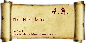 Abt Miklós névjegykártya